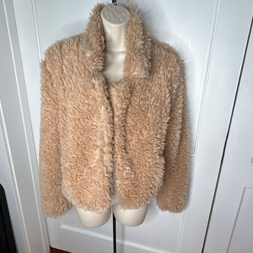 Blank NYC Teddy Cropped Jacket in Caramel Brown Size Medium - Picture 2 of 6